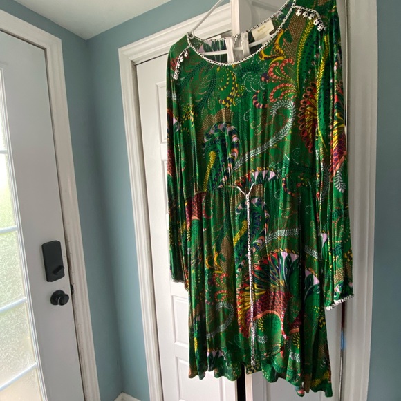 EUC Anthropologie Maeve Green Paisley Janis Dress Size 14 - Picture 9 of 10